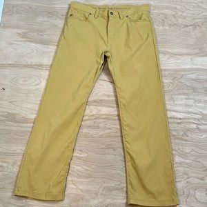 Prana Men’s Pants Stretch Size 36 x 32 Mustard Tan